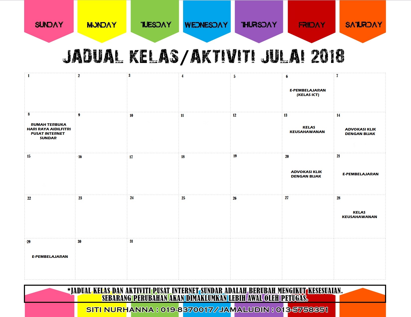 JADUAL JULAI